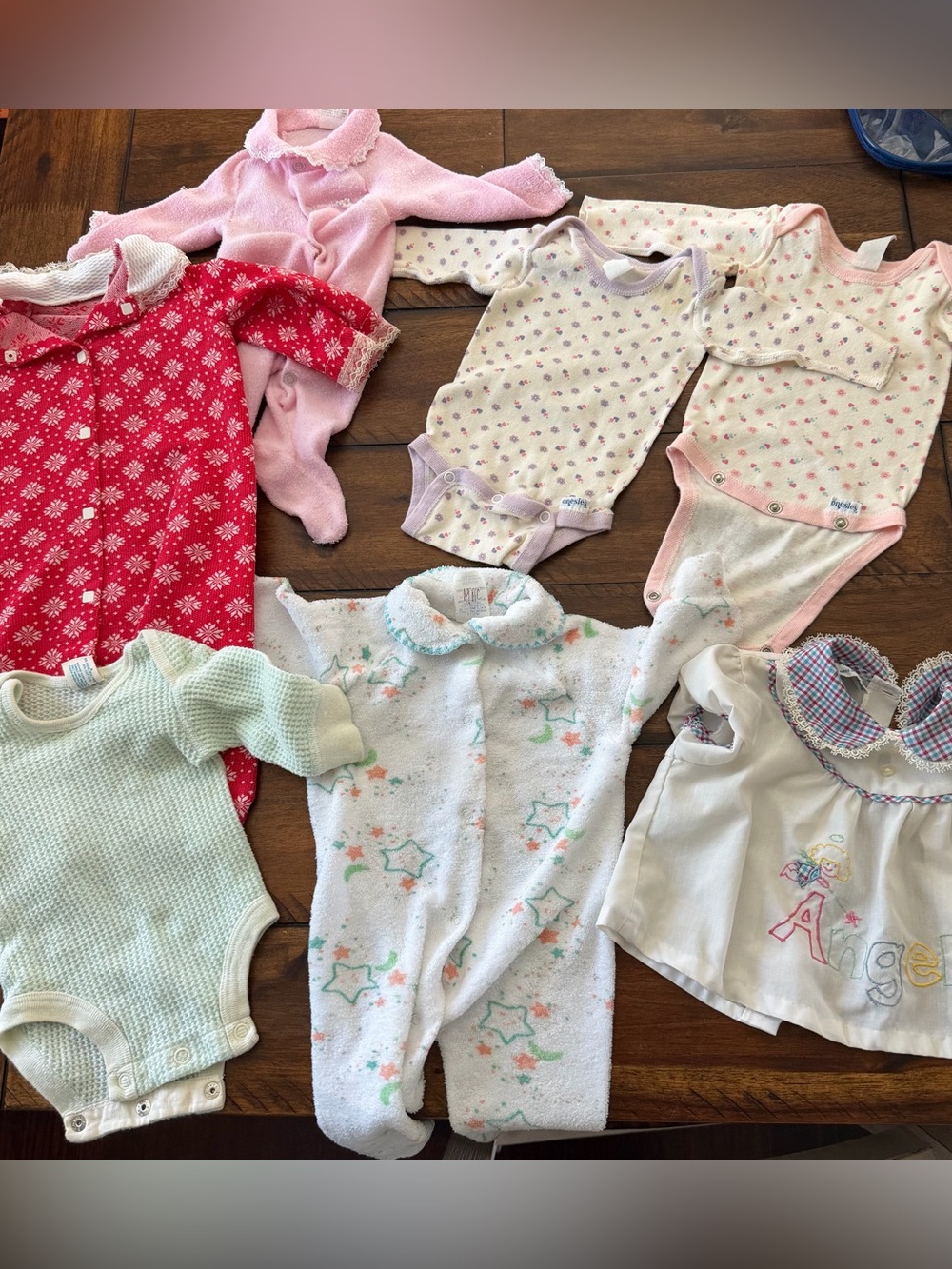 7 Piece Vintage Baby Girl Clothing Mixed Lot: Carters, Gerber, Mayfair